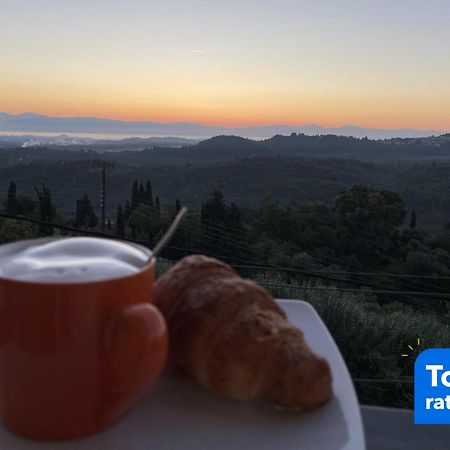 Schoenes Familienappartement In Pelekas, Corfu Mit Meerblick Bagian luar foto