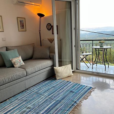 Schoenes Familienappartement In Pelekas, Corfu Mit Meerblick Bagian luar foto