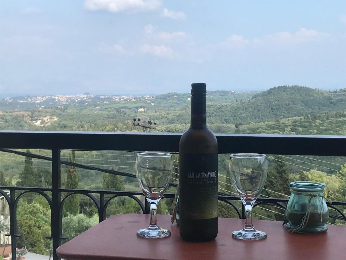 Schoenes Familienappartement In Pelekas, Corfu Mit Meerblick Bagian luar foto