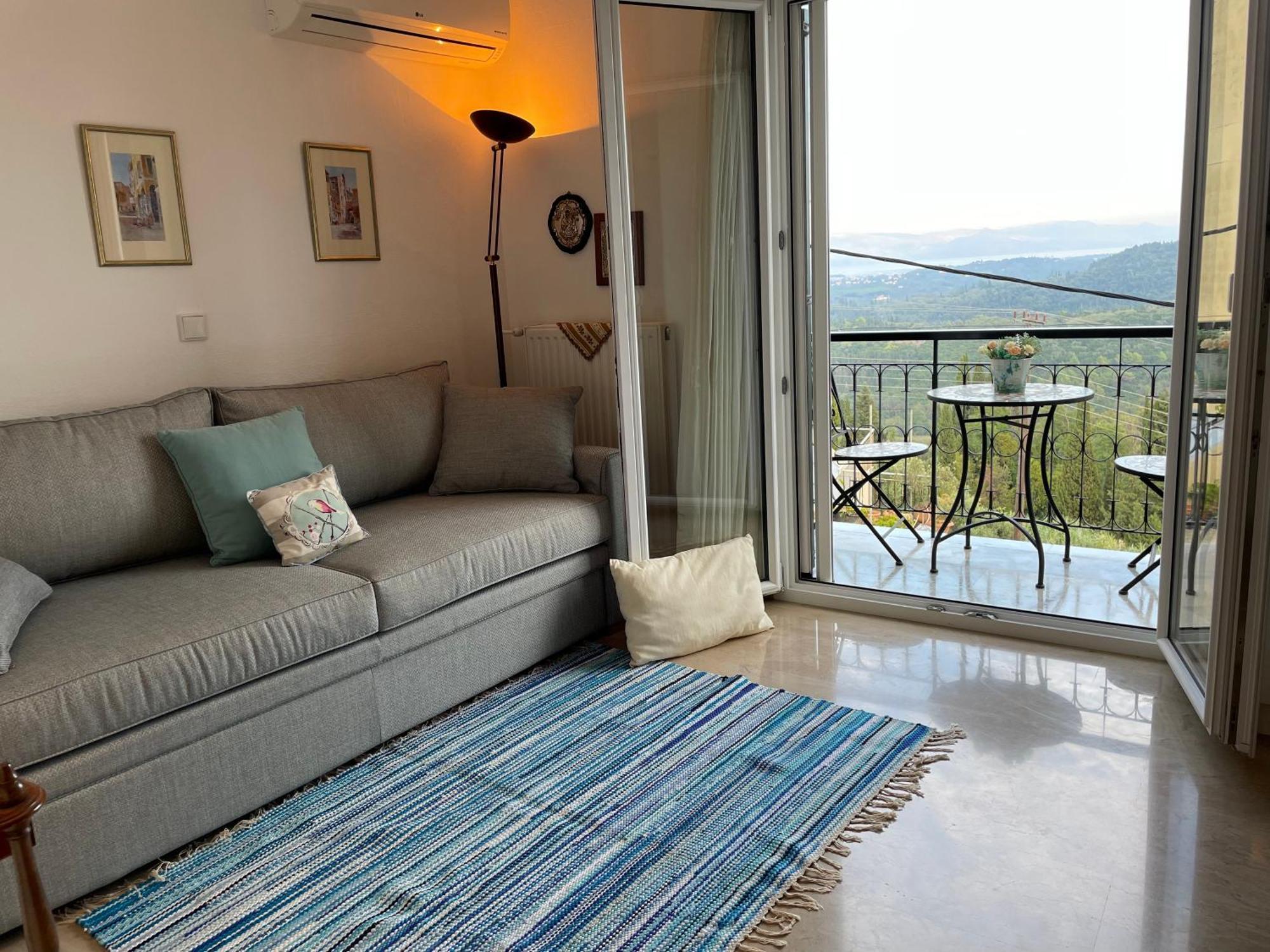 Schoenes Familienappartement In Pelekas, Corfu Mit Meerblick Bagian luar foto