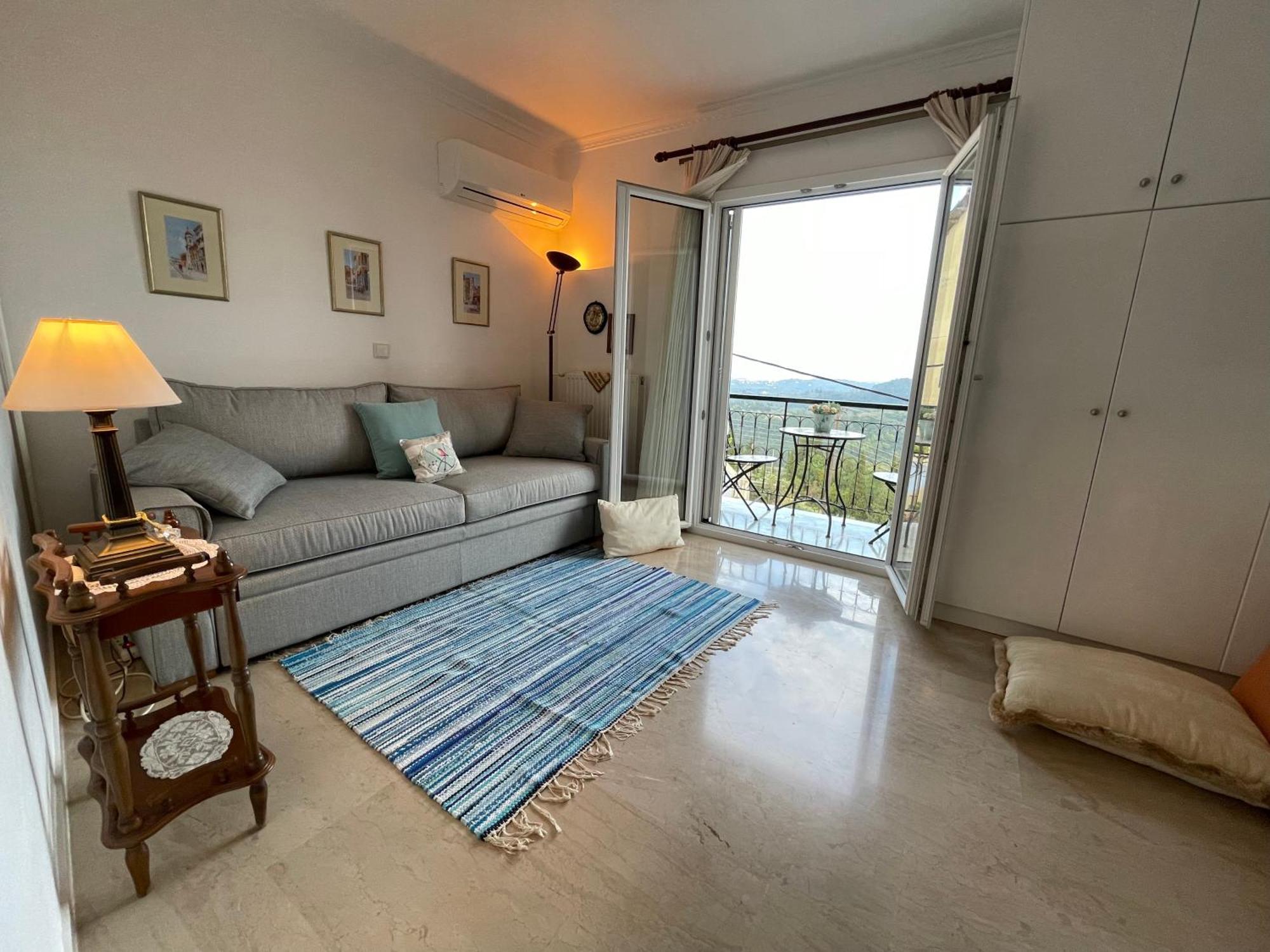 Schoenes Familienappartement In Pelekas, Corfu Mit Meerblick Bagian luar foto